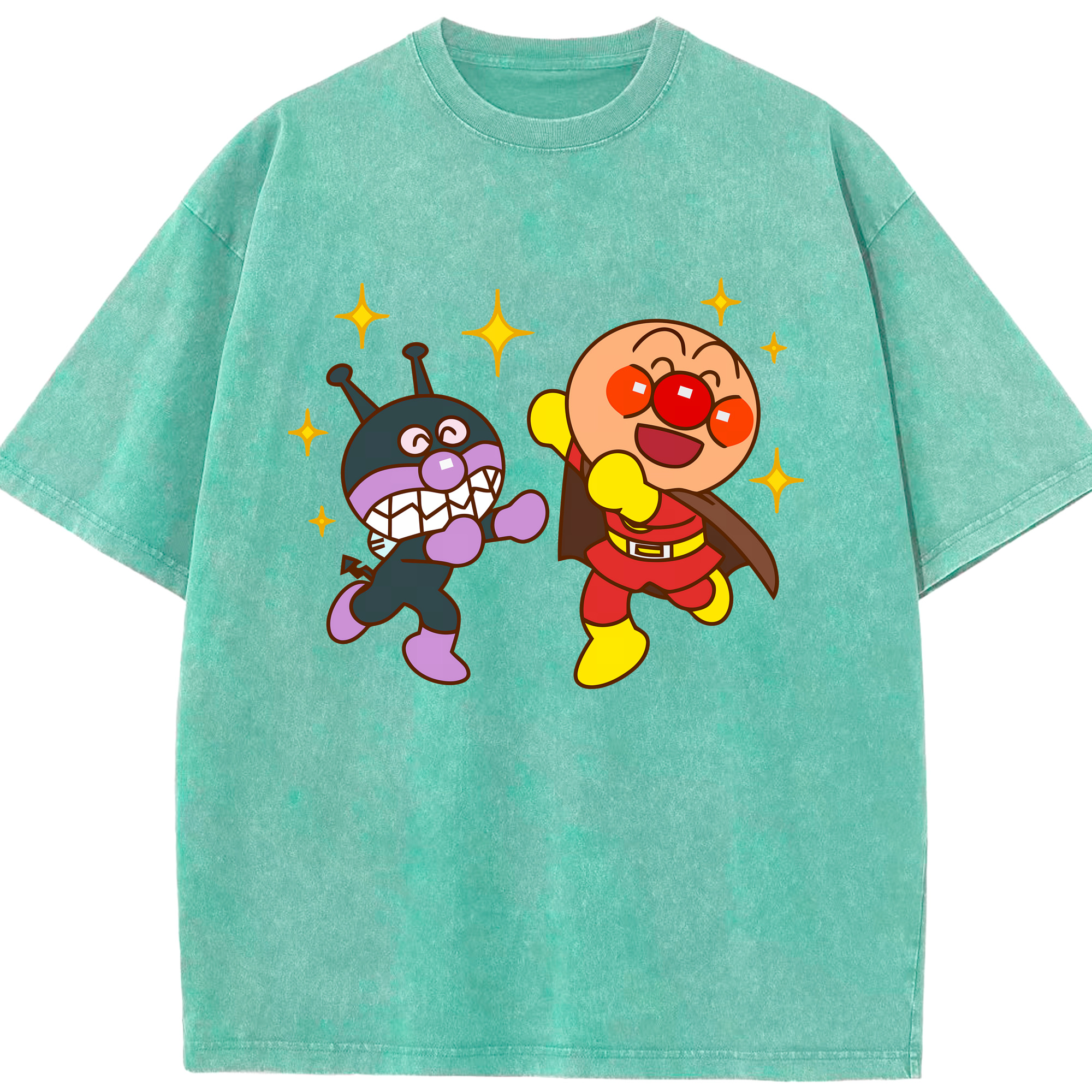 （画像用） アンパンマン Anpanman 綿100% ヴィンテージ風 半袖Tシャツ（フロントプリント）
